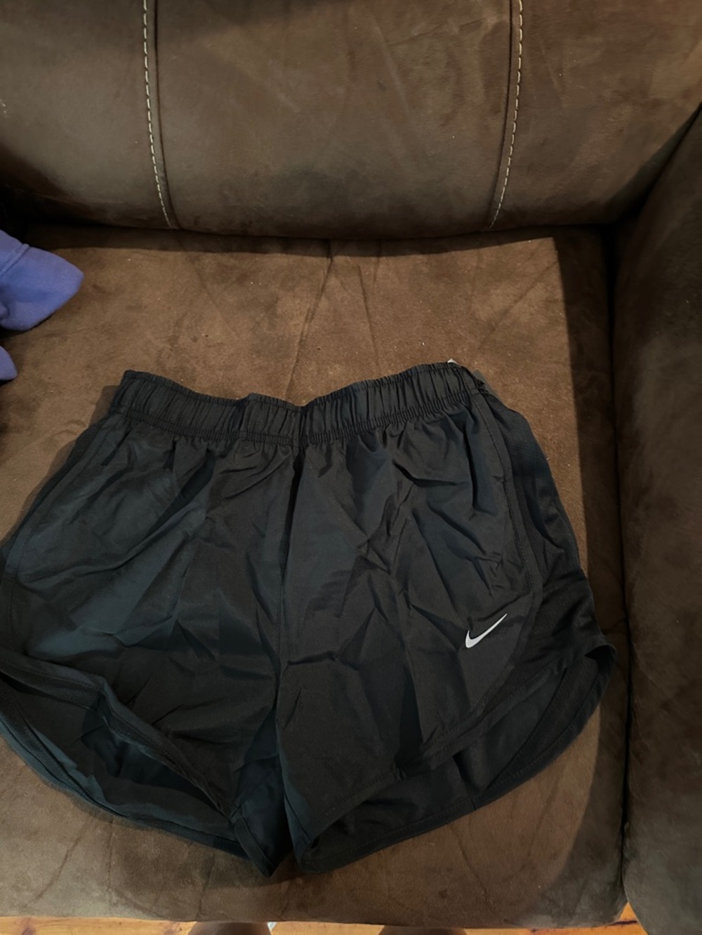 Nike Black Women's Athletic Shorts with White Swoosh Dry